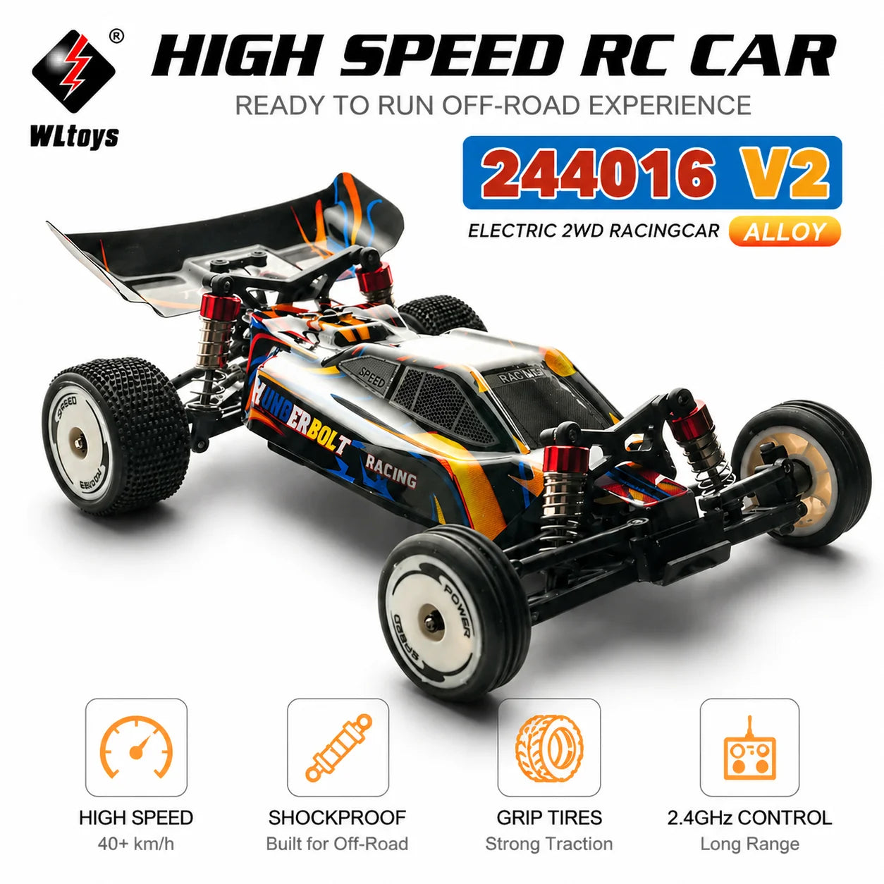 New upgraded WLtoys244016 v2 2.4g high-speed racing car 2WD 25 km/h 1:24 full-scale gyroscope remote control car Children's gift